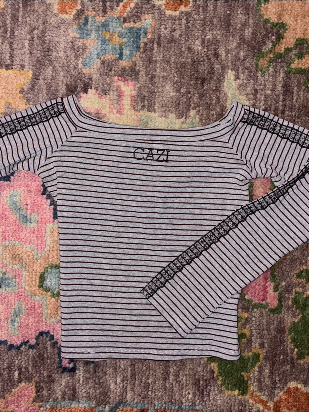 Girls' Black & White Striped Long-Sleeve Tee